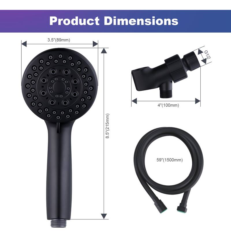WOWOW 5-Spray 3.5 in. Wall Mount Handheld Shower Head