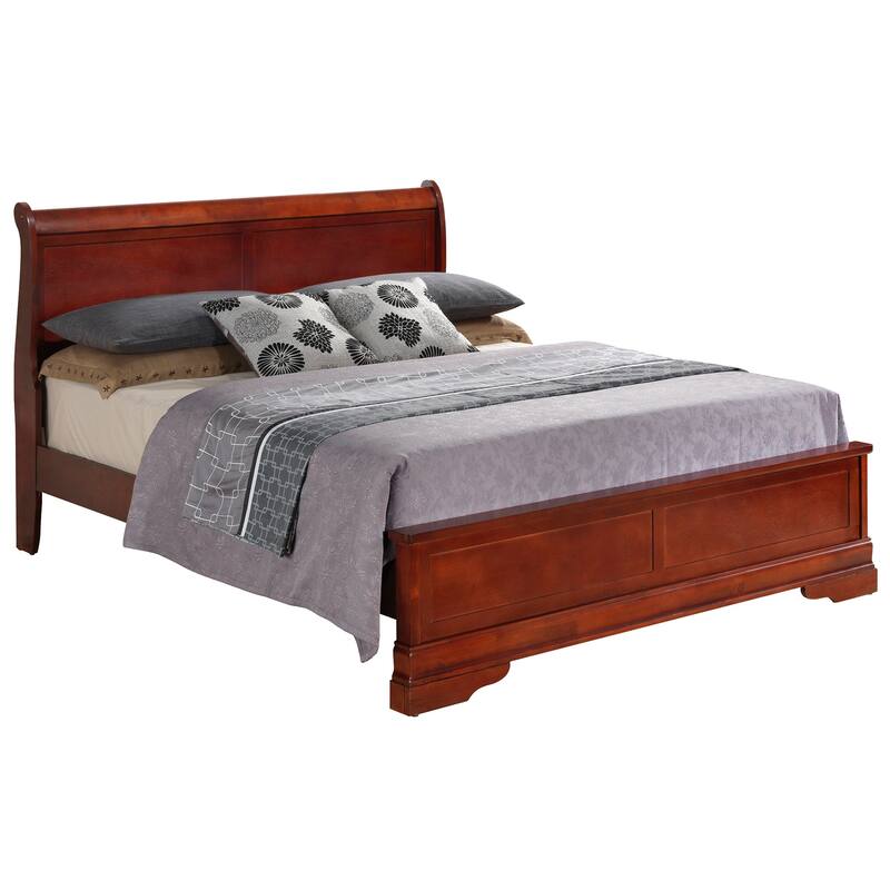 Cherry Panel Bed - Upholstered Sleigh Bed
