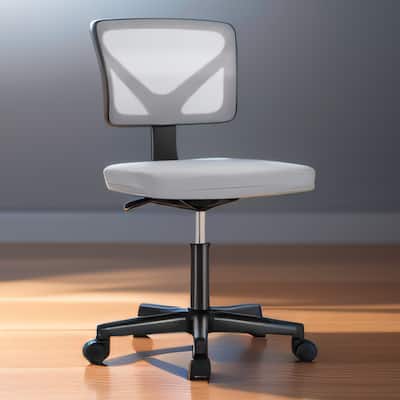 CUSchoice Compact Armless Desk Chair with Lumbar Support - 17*16*34(inch)