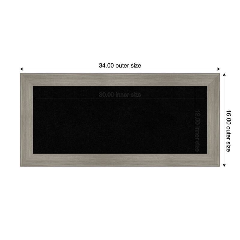 Grand Greywash Narrow Framed Cork Board - Bulletin Board, Organization Board, Pin Board - Black - 34 x 16 in
