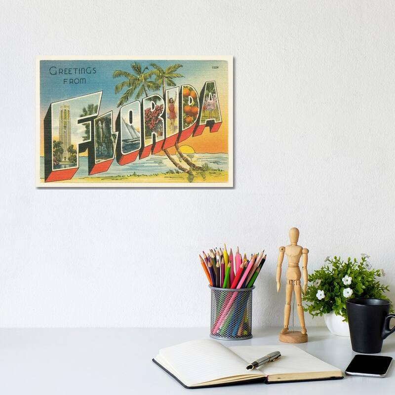 iCanvas "Greetings from Florida v2" by Wild Apple Portfolio Canvas Print - 8x12x0.75