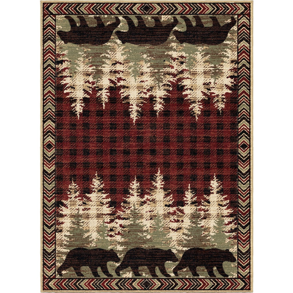 American Destination Lodge Bear Plaid Rug