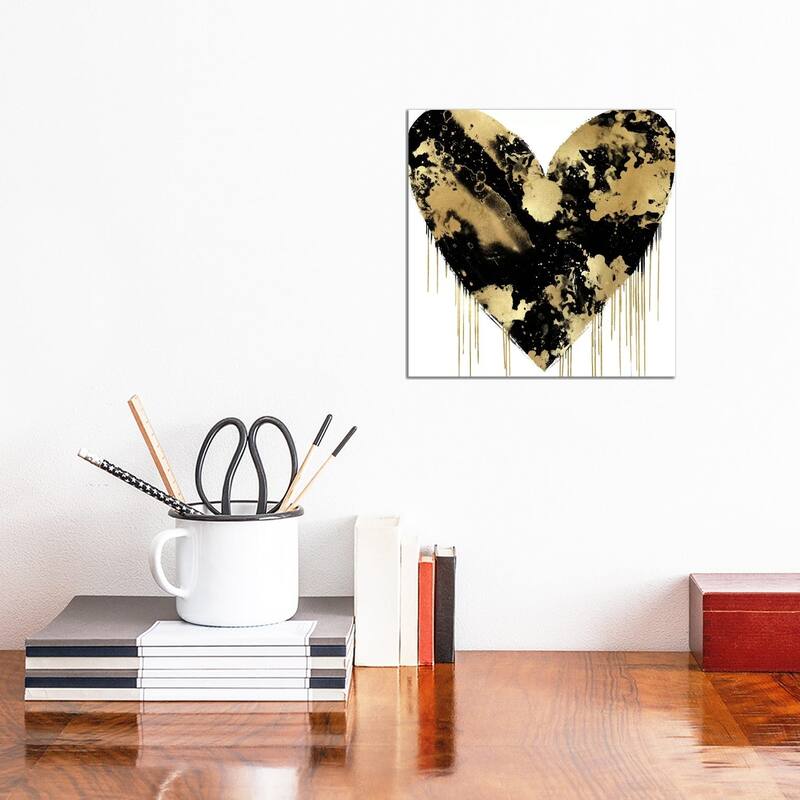 iCanvas "Big Hearted Black and Gold" by Lindsay Rodgers Canvas Print - 12x12x1.5