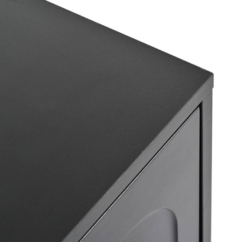 Black 86.6" TV Stand with Smart LED Strip, Ample Storage, and Tempered Glass Doors for TVs Up to 95"