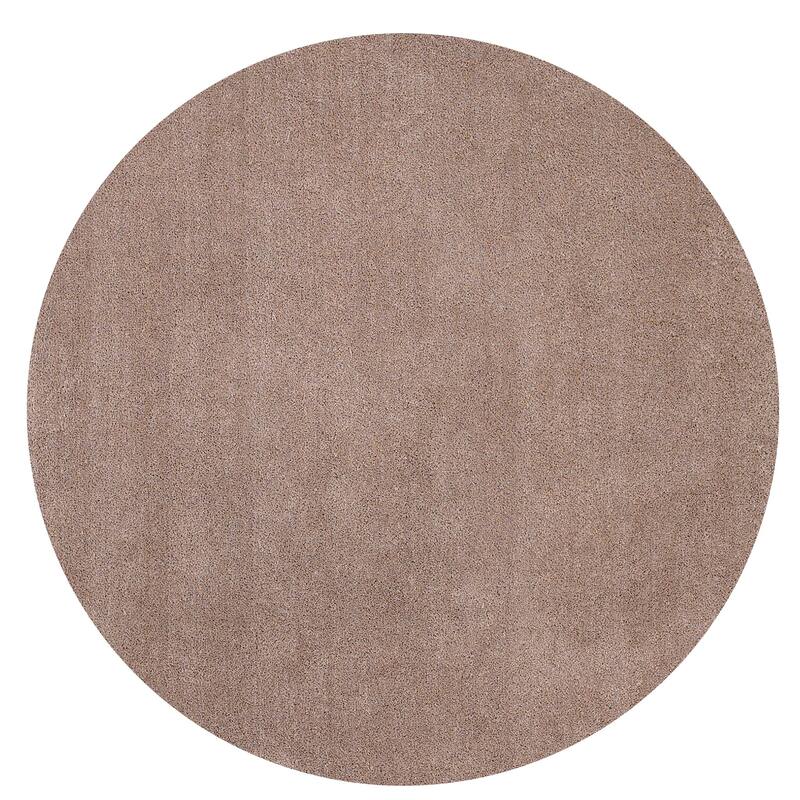 Domani Euphoria Plush Beige Shag Rug - 6' Round - Beige