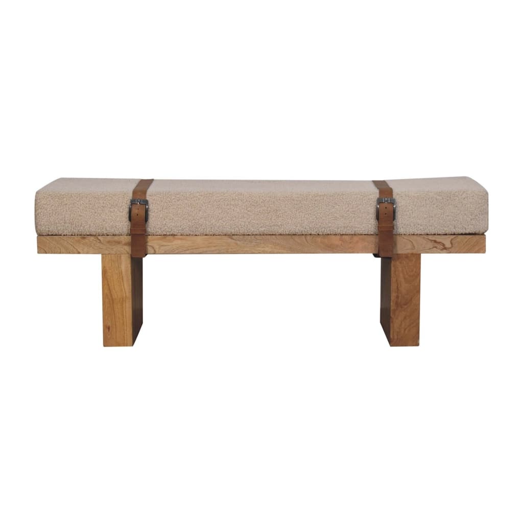 Artisan Furniture Solid Wood, Upholstered Belmont Cream Boucle Bench