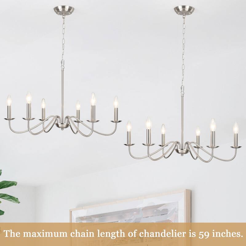 6-Light Rustic Farmhouse Simple Candle Chandelier for Bedroom, Kitchen, Living Room and Foyer