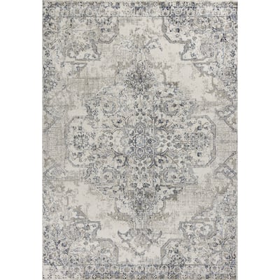 Porch & Den Allison Vintage Grey Medallion Area Rug