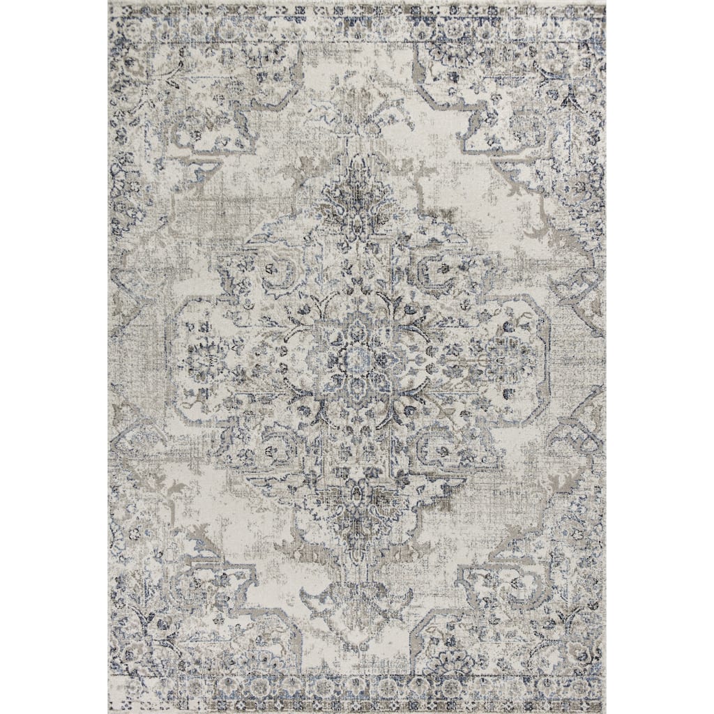 Porch & Den Allison Vintage Grey Medallion Area Rug