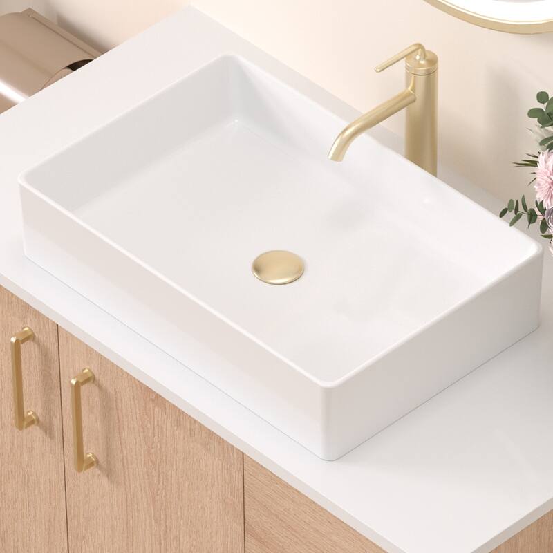 Modern Rectangular Ceramic Vessel Sink Countertop Bathroom Sink