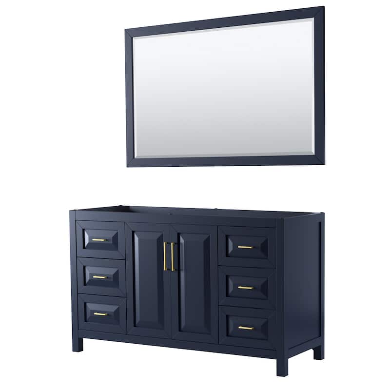 Wyndham Collection Daria 59" Single Free Standing Vanity Cabinet - - Dark Blue / Brushed Gold Hardware