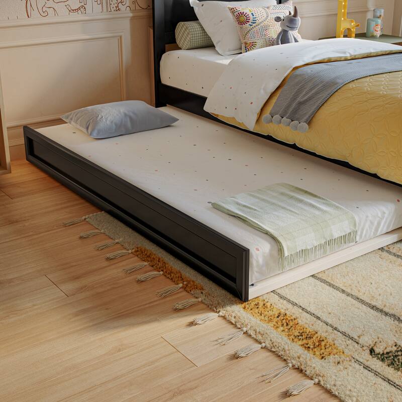 Aveline Wood Platform Bed with Matching Footboard & Trundle