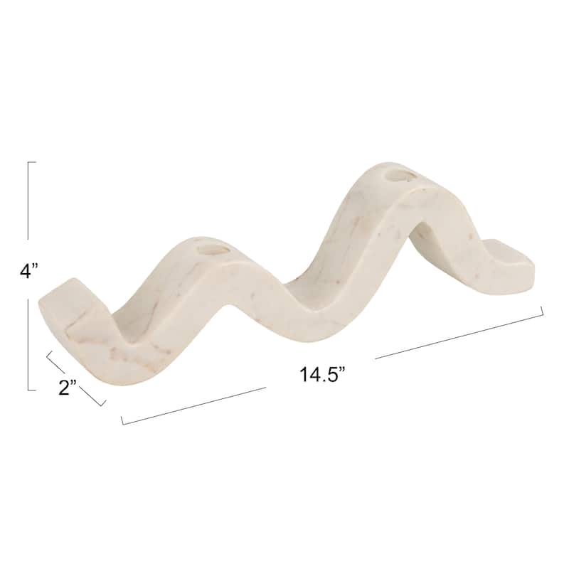 Marble Wave Double Taper Candle Holder - 14.5"L x 4.0"W x 2.0"H
