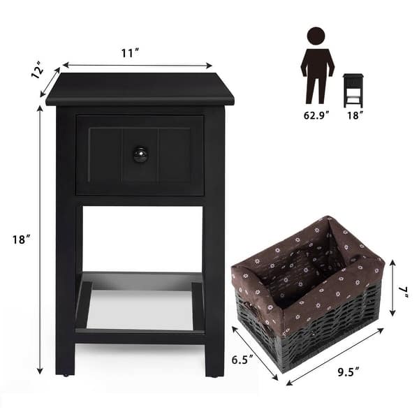 Shop Gymax 2 Tier Mini Nightstand 1 Drawer Bedside End Table Organizer Wood Overstock 25730271