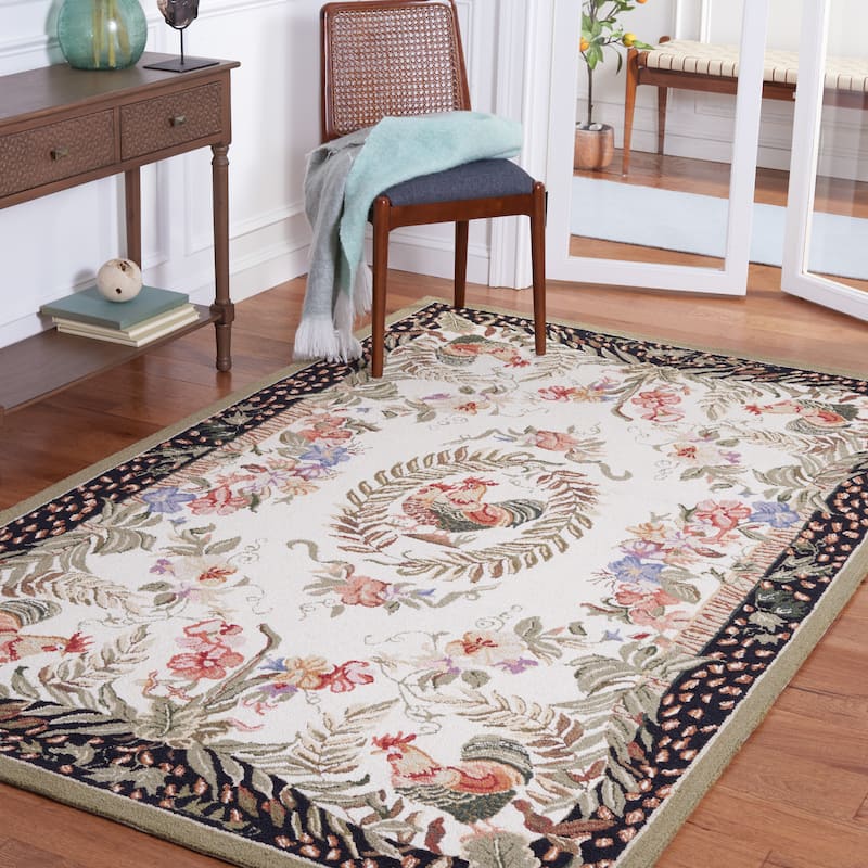 SAFAVIEH Handmade Chelsea Asmaa French Country Rooster Wool Rug