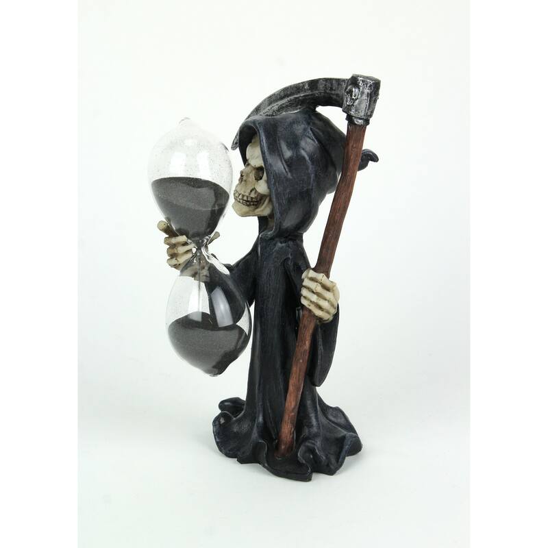Time's Up! Gothic Grim Reaper Decorative Statue With Hourglass Sand - 8 X 3.75 X 4.25 inches