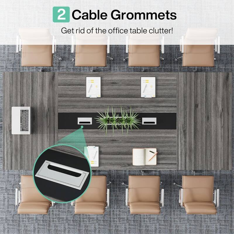 8FT Conference Table, Large Meeting Table for 10 People, Easy Assembly