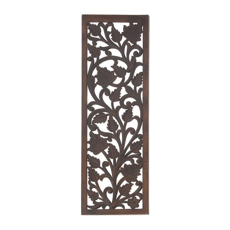 Brown MDF Traditional Wall Decor Floral and botanical 36 x 12 x 1w - Black