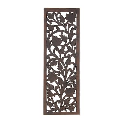 Brown MDF Traditional Wall Decor Floral and botanical 36 x 12 x 1w