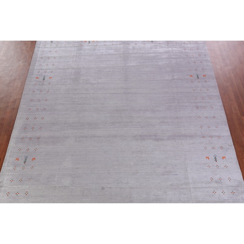 Hand Knotted Oriental 100% Wool Carpet Tribal Tribal Purples Gabbeh Area Rug - 12' 4'' X 9' 2''