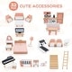 preview thumbnail 16 of 18, Costway Kids Wooden Dollhouse Aged 3-8 Years Old with 32PCS Realistic - See Details