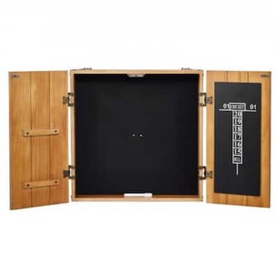 18" Vintage Wood Cabinet for Bristle Dartboard with Scoreboard - 42" x 3.7" x 21.7"