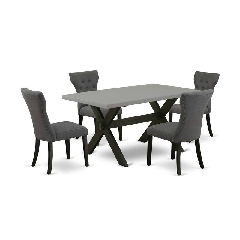 Art Deco Dining Set - 5 Piece Table & Chairs - Modern Kitchen Set - Rectangular Table with Upholstered Chairs - 72