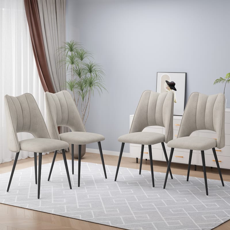4-Piece Modern Dining Chair Set Dining Rooms Chair with Adjustable Feet - Beige
