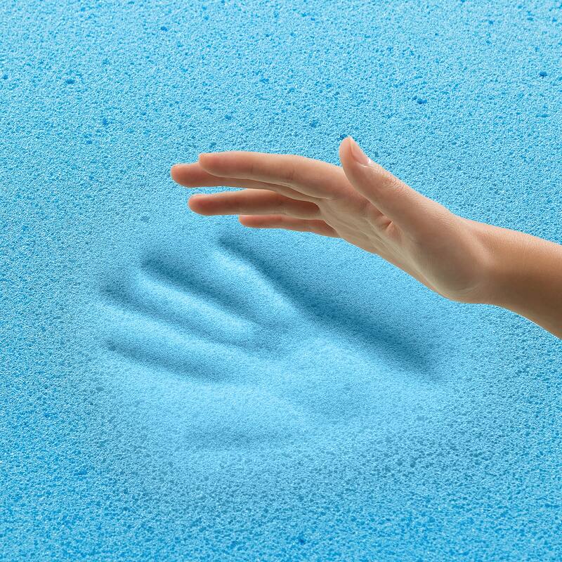 Priage by ZINUS 4 Inch Green Tea Cooling Gel Memory Foam Mattress Topper - Blue