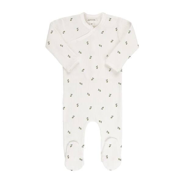 slide 2 of 47, Ely's & Co. Cotton Ribbed Zipper Footie Ivory/Sage - 12 Months