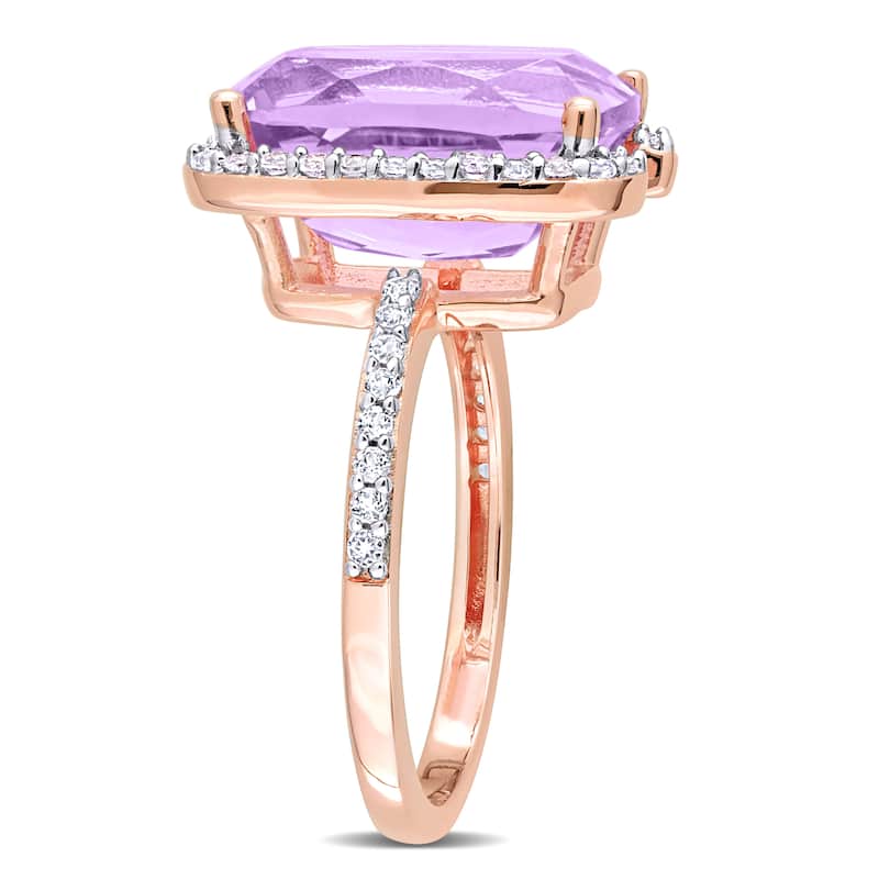 Miadora 7 7/8ct TGW Rose de France and White Topaz Fashion Ring in Rose Plated Sterling Silver