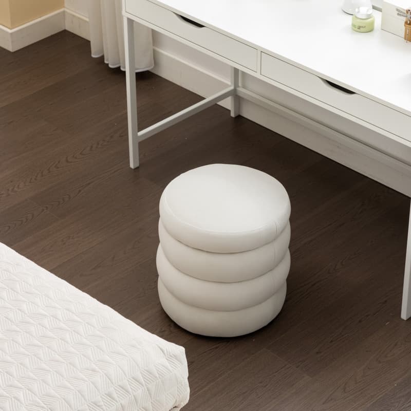 Soft Velvet Round Ottoman Footrest Stool