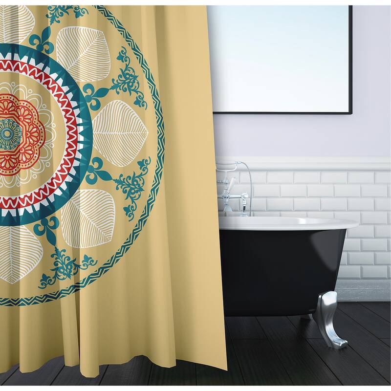 71 x 74-inch Stained Glass Geometric Print Shower Curtain