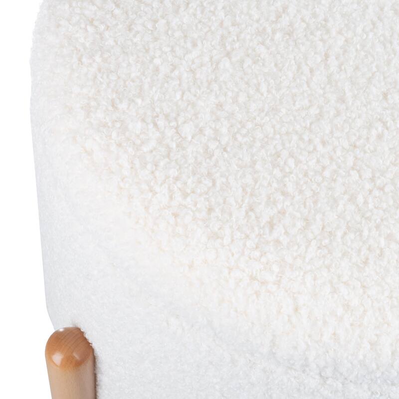 Storage Ottoman - Round Sherpa Footrest or Storage Organizer with Removable Top by Lavish Home (White)