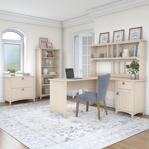Bush Furniture Salinas 60W L Shaped Desk Office Suite in Antique White - On  Sale - Overstock - 26263309