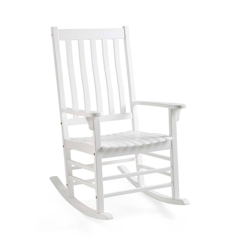 Slatted Eucalyptus Wood Rocker - White