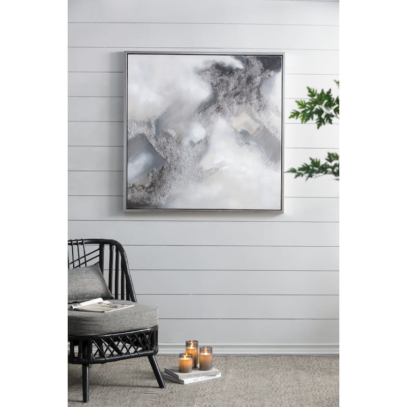 39.4x39.4" Stormy Skies Framed Hand-painted Wall Art - Multicolor