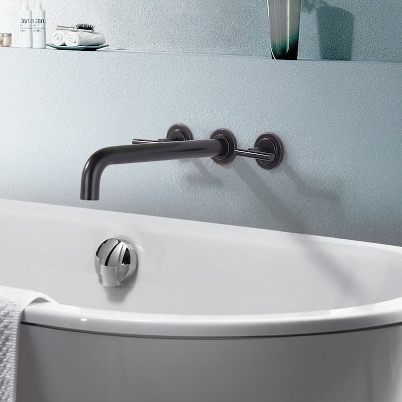 WOWOW Minimalist 12-inch Dual-Handle Bathtub Filler Faucet