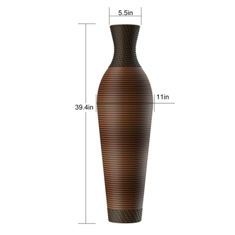39" Tall Floor Vases with Elegant 2-Tone Dark Brown Finishes