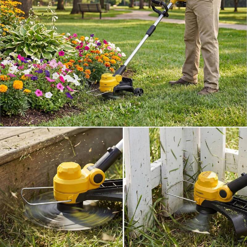 12" Cordless Weed Wacker, Grass Trimmer with Wheels, 8 pcs Spools Lines