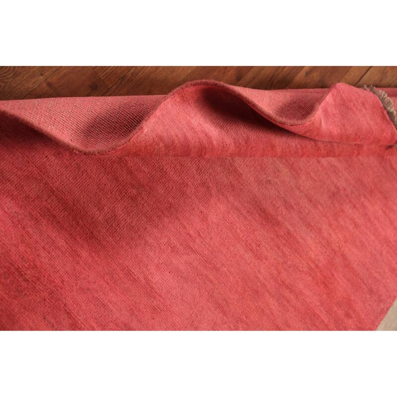 Pink Gabbeh Oriental Runner Rug Hand-Knotted Wool Carpet - 3'2" x 12'3"