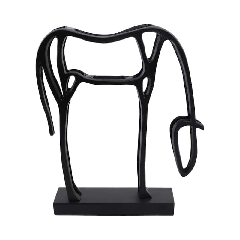 Metal Openwork Abstract Cut-out Horse Sculpture On Base - 15" Black - 13" x 3" x 15" - Black - 13" x 3" x 15"