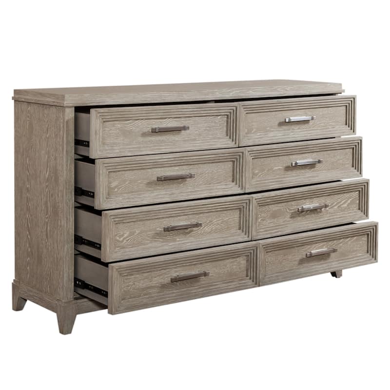 Belmar Washed Taupe & Silver Champagne Dresser & Mirror