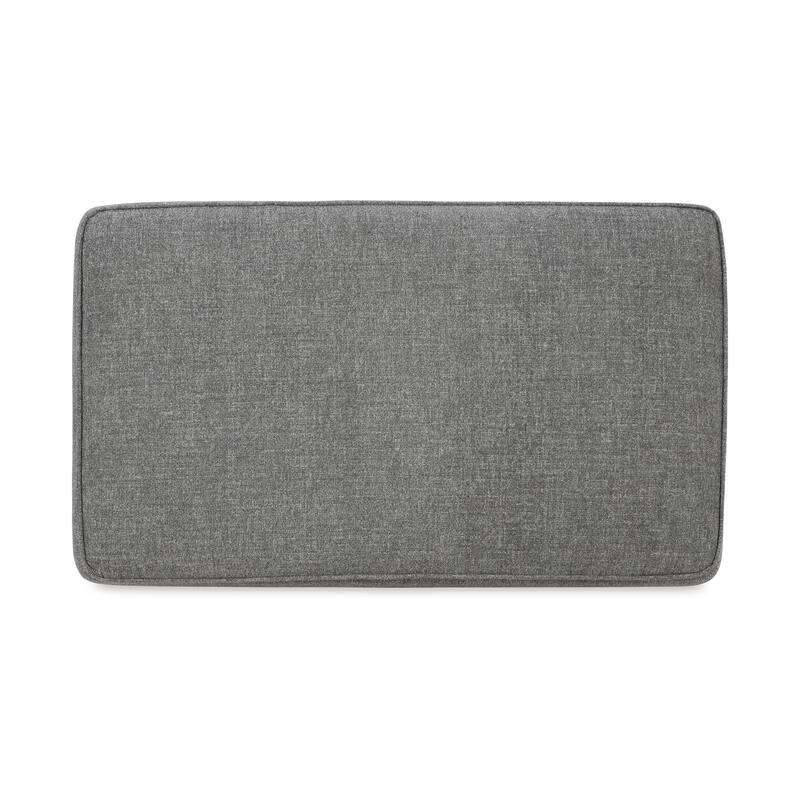 Onia Ottoman, Modern Style Smoke Gray Polyester 40 Inch, Black Legs