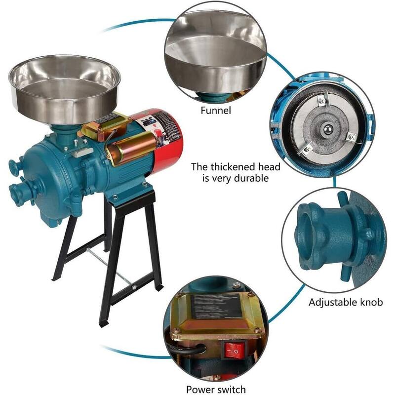 DoCred Electric Grinder Mill, Wet and Dry Cereals Grinder w/Funnel