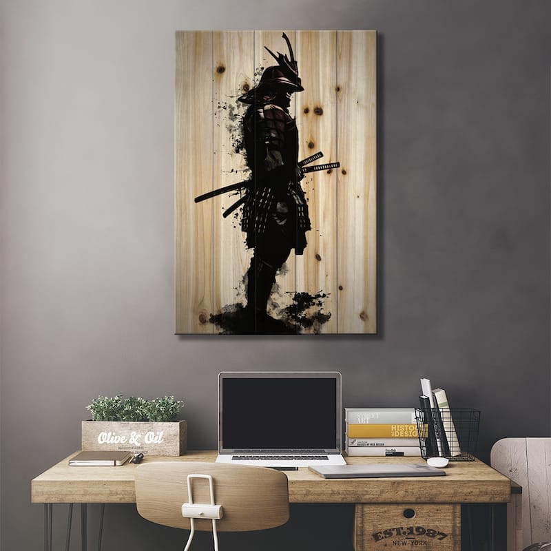 Armored Samurai Print On Wood by Nicklas Gustafsson - Multi-Color