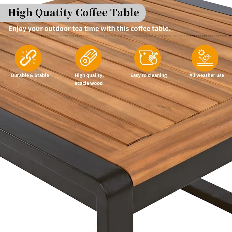 4 Pieces Outdoor Patio L-shaped Sofa Conservation Set w/ Soft Cushion & a Coffee for Garden, Backyard, Porch & Deck, Beige