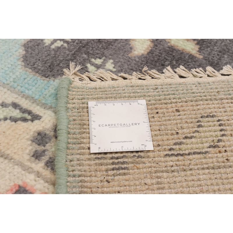 ECARPETGALLERY Hand-knotted Modern Oushak Aqua Wool Rug - 8'8 x 11'10