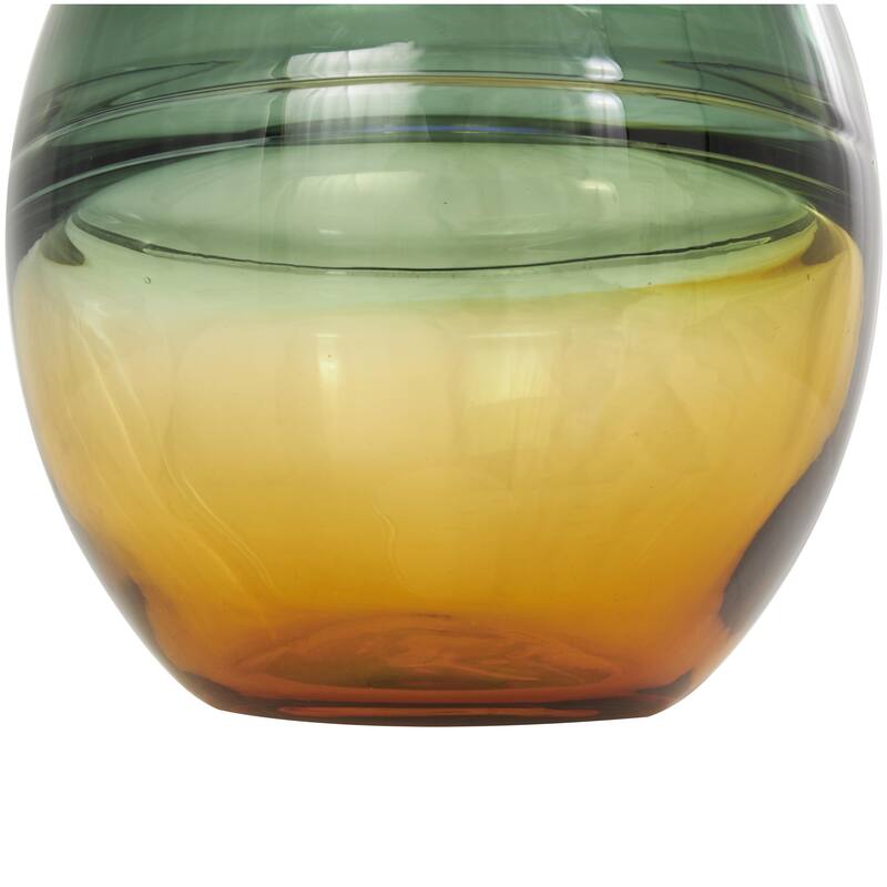 Glass Handmade Ombre Decorative Vase with Yellow Base - Green - Roche River Decor
