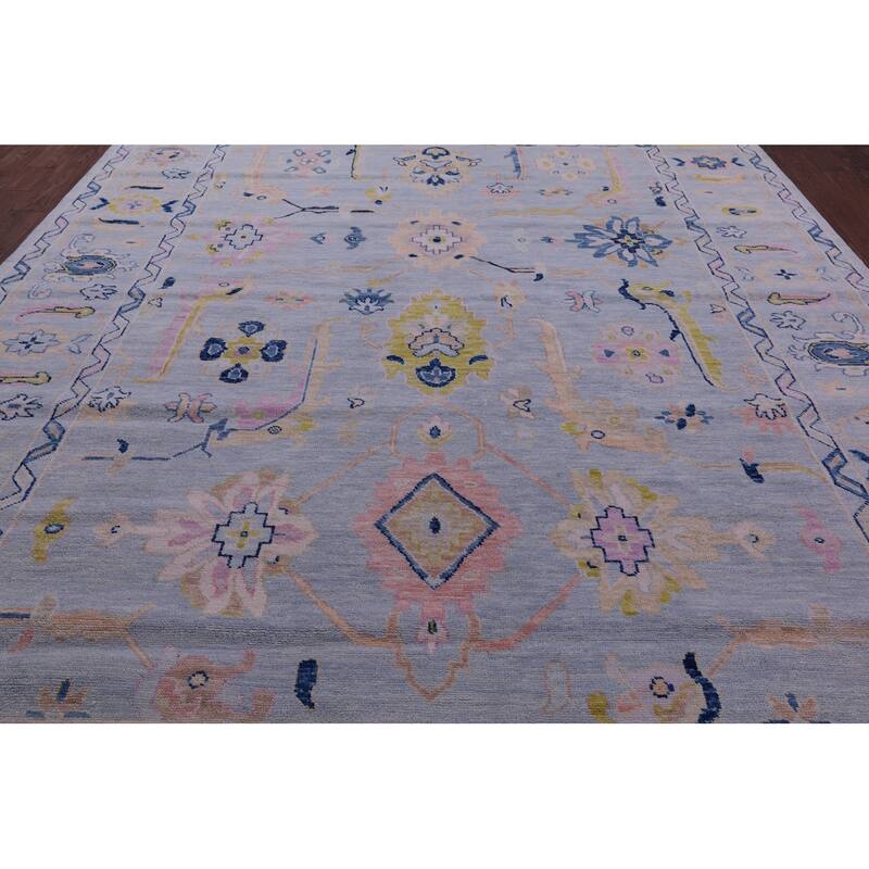 Golden Nile Light Blue Turkish Oushak Hand Knotted Wool Rug - 9' 10" X 13' 11"